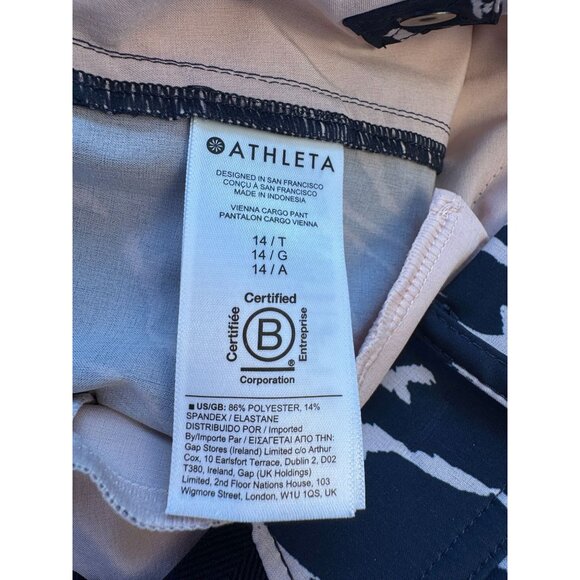 Athleta Printed Vienna Navy Blue Orchid Cargo Pant 14T Tall Pull-On Straight - Picture 9 of 9